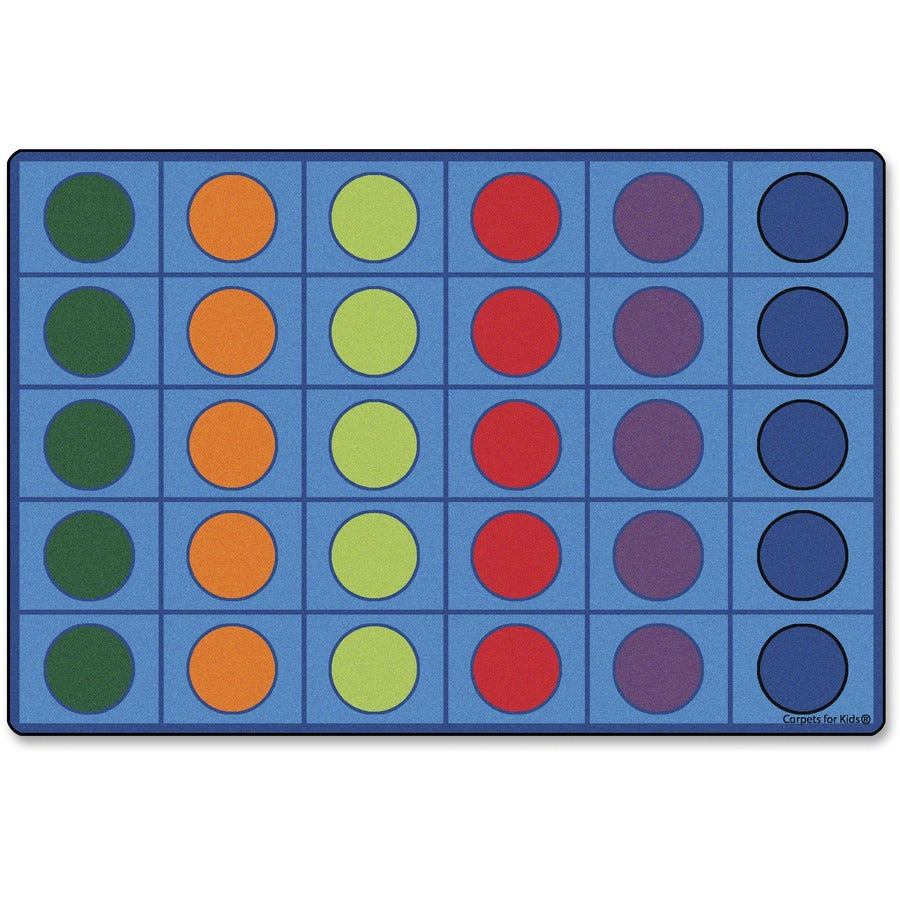 Carpets for Kids&reg, Premium Color Seating Circles Rug - 108" Length x 72" Width - Rectangle - Color Seating Circles - Multi