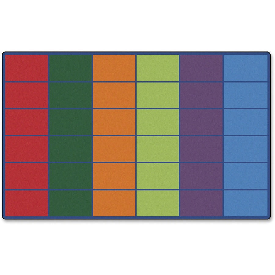 Carpets for Kids&reg, Premium Color Rows 36-space Seating Rug - 13.33 ft Length x 100" Width - Rectangle - Colorful Rows - Multi