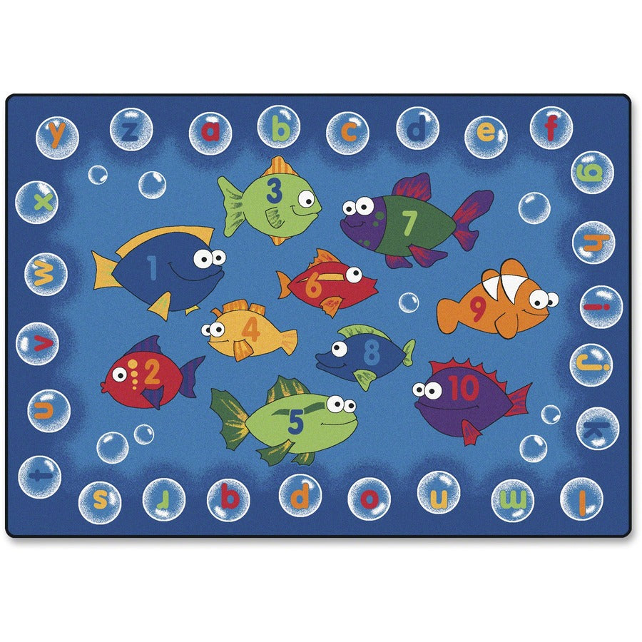 Carpets for Kids&reg, Premium Fishing 4 Literacy Rectangle Rug - 12 ft Length x 90" Width - Rectangle - Alphabet Bubbles, Numbers, Fishing For Literacy - Multi