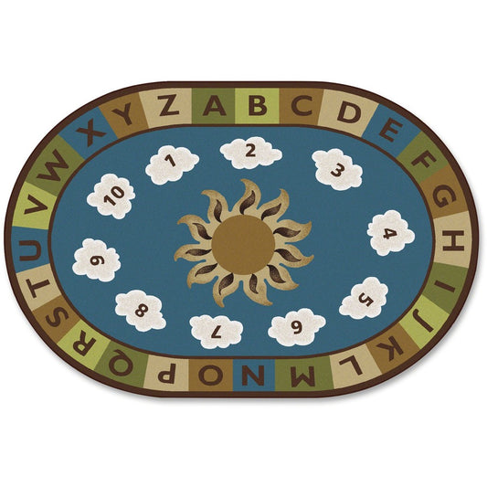Carpets for Kids&reg, Premium Sunny Day Learn/Play Oval Rug - 108" Length x 72" Width - Oval - Sunny Day Learn & Play, Numbers, Letter - Multi