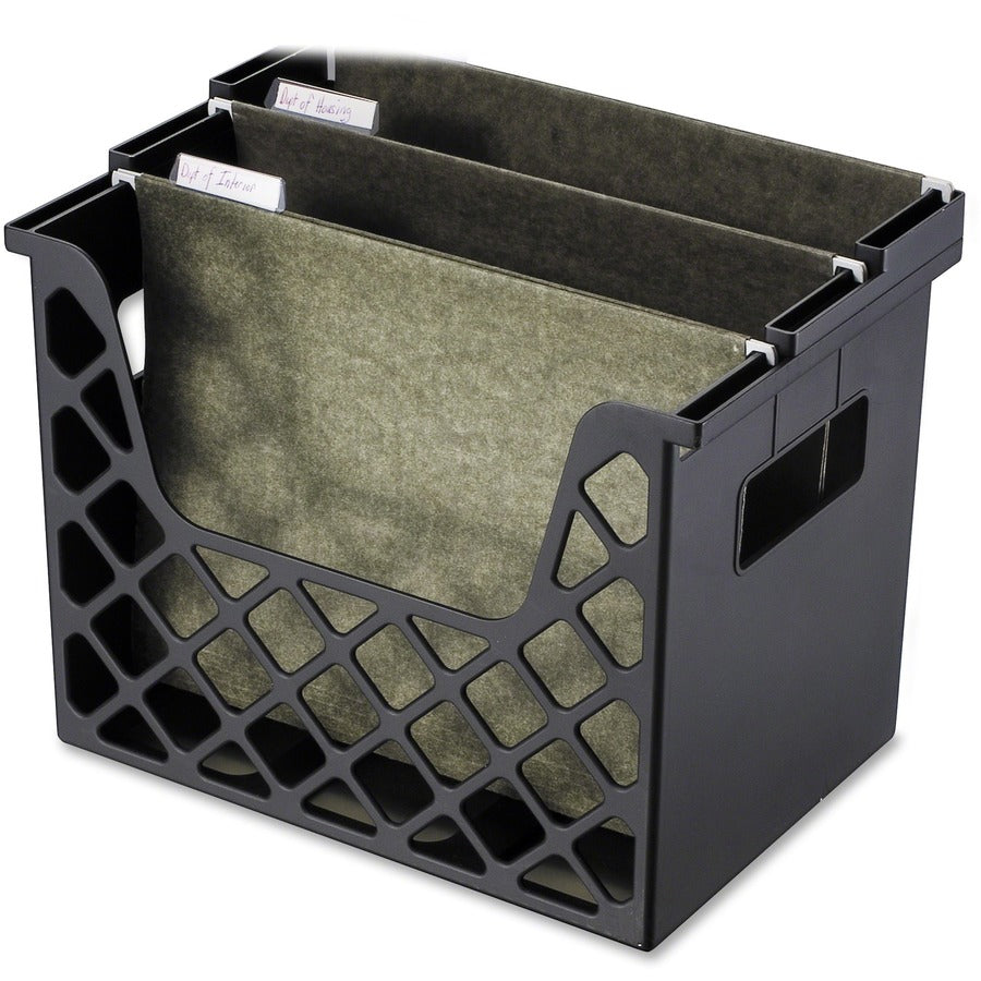 Officemate Recycled Desktop File Organizer - 10.75" Height x 13.25" Width x 8.63" Depth - Desktop - Compact, Portable - 30% Recycled - Black - Plastic - 1 Each