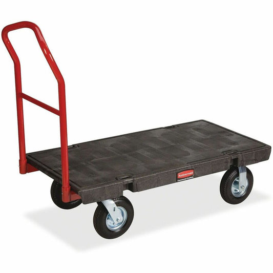 Rubbermaid Commercial Heavy-duty Platform Truck - Push Handle Handle - 1000 lb Load Capacity - 4 Casters - Resin, Metal, High-density Polyethylene (HDPE) - 48" Length x 24" Width - Steel Frame - Black - 1 Each