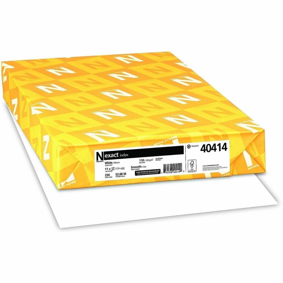 Exact Index Premium Cardstock - White - 11" x 17" - 110 lb Basis Weight - Smooth - Durable, Acid-free - White - 250 / Pack