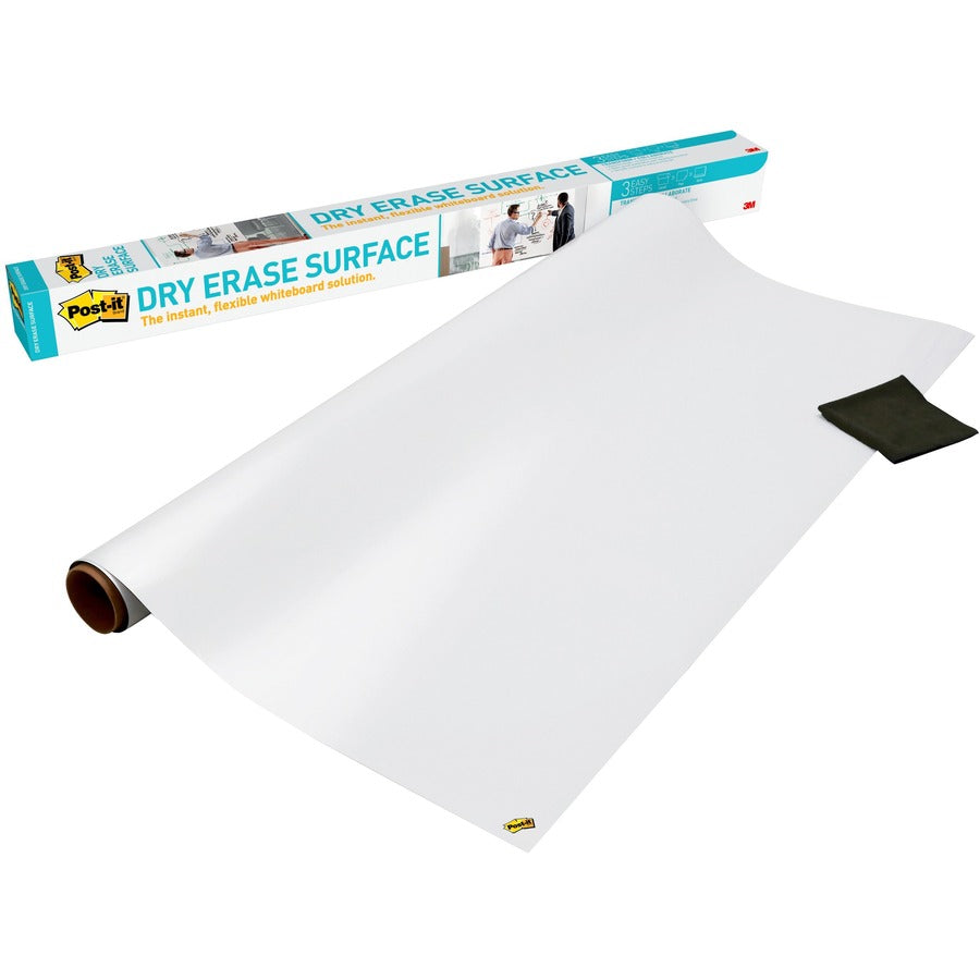 Post-it&reg, Self-Stick Dry-Erase Film Surface - White Surface - 36" (3 ft) Width x 48" (4 ft) Length - White Film - Rectangle - Flexible, Stain Resistant, Self-stick - 1 Pack