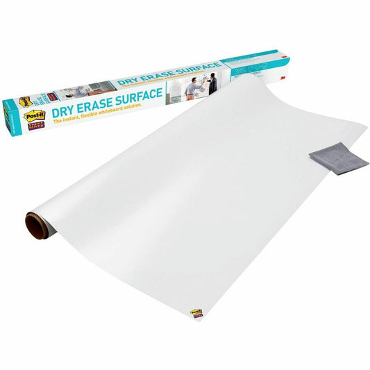 Post-it&reg, Self-Stick Dry-Erase Film Surface - 48" (4 ft) Width x 72" (6 ft) Length - White Film - Rectangle - Flexible, Stain Resistant, Self-stick - 1 Pack