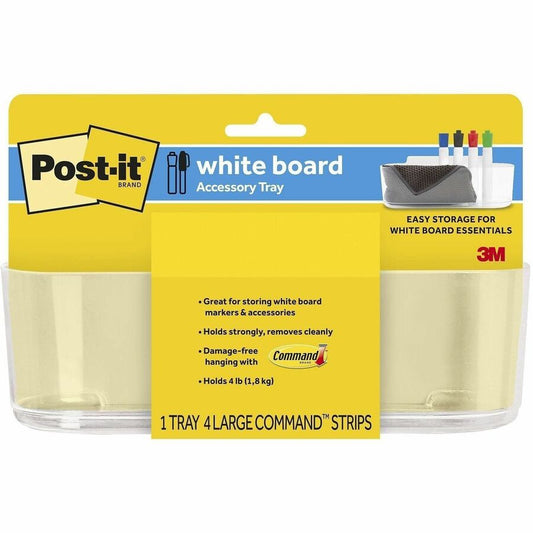 Post-it&reg, Dry-Erase Accessory Tray - 5.2" Height x 8.4" Width x 3" Depth - Plastic - Clear - 1 Each