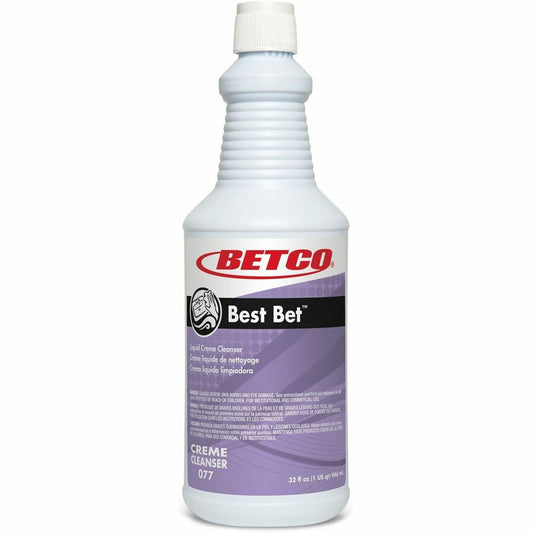 Betco Liquid Abrasive Creme Cleanser - For Ceramic, Tile, Plastic, Porcelain - 32 oz (2 lb) - Mint Scent - Recommended For: Rust Remover, Soap Scum Remover, Stain Remover, Grease Remover, Hard Water Remover, Mineral Deposit Remover - Non-scratching, Ab...
