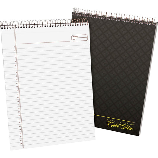 Ampad Gold Fibre Classic Wirebound Legal Pads - 70 Sheets - Wire Bound - 0.34" Ruled - 20 lb Basis Weight - 8 1/2" x 11 3/4" Sheet Size - 0.43" Height x 8.5" Width x 12.3" Length - White Paper - Brown Cover - Micro Perforated, Rigid, Chipboard Backing...