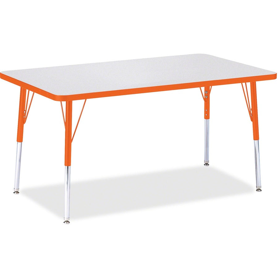 Jonti-Craft Berries Adult Height Color Edge Rectangle Table - Laminated Rectangle, Orange Top - Four Leg Base - 4 Legs - Height Adjustable - 24" to 31" Adjustment - 48" Table Top Length x 30" Table Top Width x 1.13" Table Top Thickness - 31" Height - A...