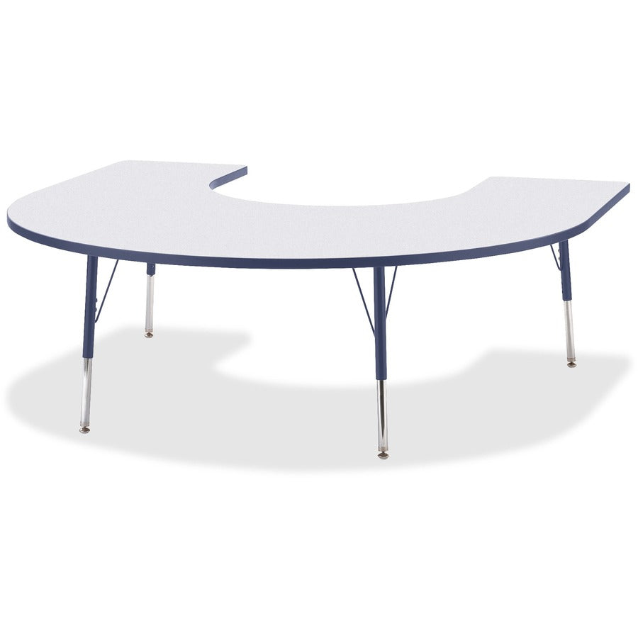Jonti-Craft Berries Prism Horseshoe Student Table - Laminated Horseshoe-shaped, Gray Top - Four Leg Base - 4 Legs - Height Adjustable - 24" to 31" Adjustment - 66" Table Top Length x 60" Table Top Width x 1.13" Table Top Thickness - 31" Height - Educat...
