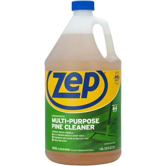 Zep Multipurpose Pine Cleaner - For Fiberglass, Porcelain, Stainless Steel, Tile, Bathroom, Floor, Kitchen - Concentrate - 128 fl oz (4 quart) - Fresh Pine Scent - Recommended For: Grease Remover, Grime Remover, Soil Remover, Dirt Remover - Deodorize...