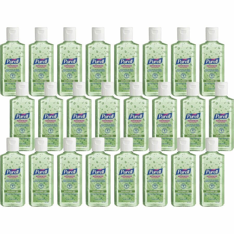 PURELL&reg, Hand Sanitizer Gel - Floral Scent - 4 fl oz - Squeeze Bottle Dispenser - Kill Germs - Hand - Moisturizing - Green - Non-sticky, Residue-free, Moisturizing - 24 / Carton