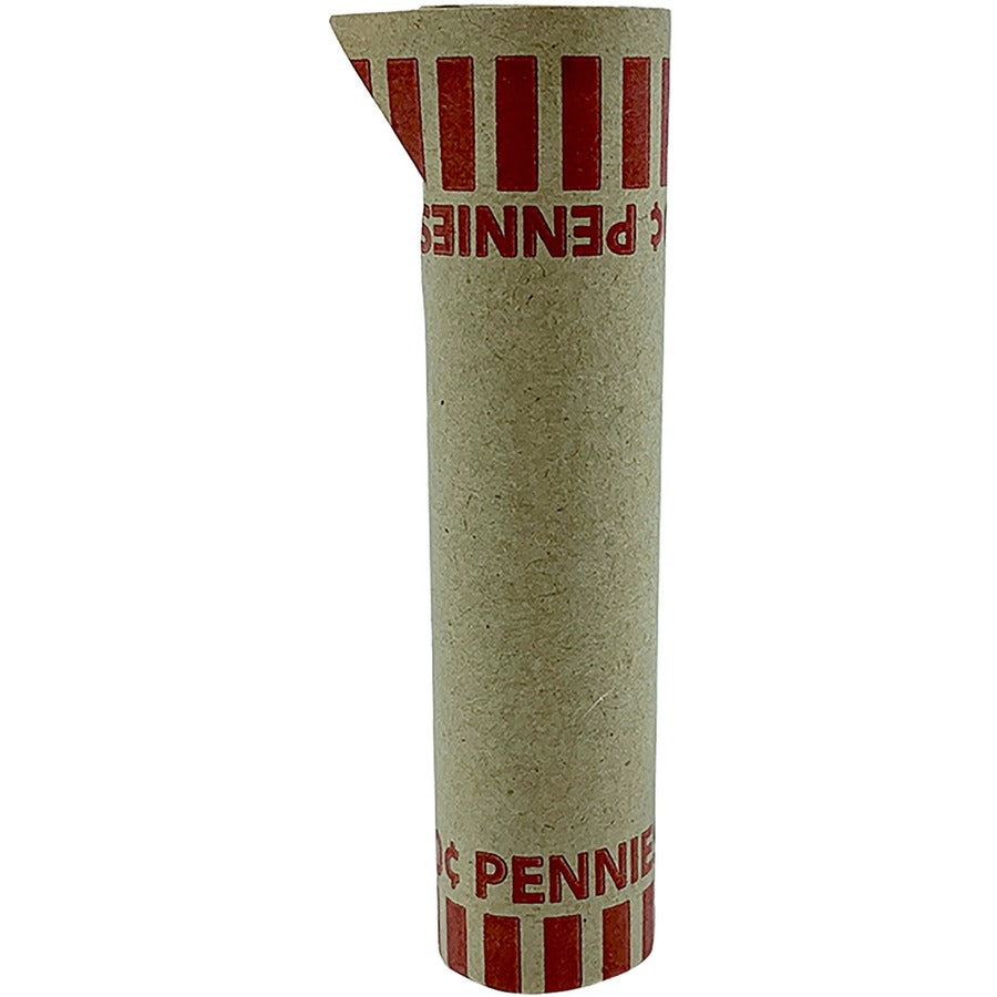 PAP-R Tubular Coin Wrappers - Total $0.50 in 50 Coins of 1� Denomination - Heavy Duty, Burst Resistant - Kraft - Red - 1000 / Box