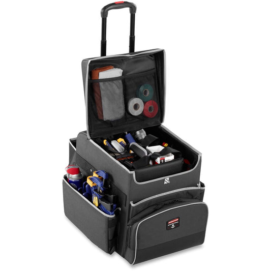 Rubbermaid Commercial Small Executive Quick Cart - Telescopic Handle - 30 lb Load Capacity - Aluminum, Polyester, Teflon, Polypropylene - 16.50" Length x 14.30" Width x 17" Height - Dark Gray - 1 Each