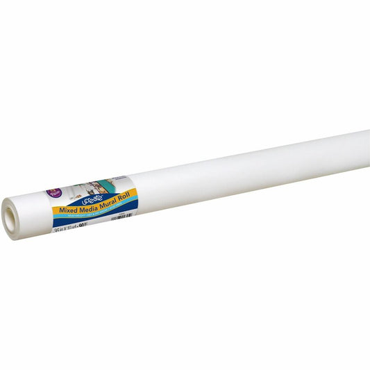 UCreate Mixed Media Paper Roll - Art Project, Drawing, Banner, Mural - 1" Height x 36" Width x 30 ft Length - White - 1 Roll