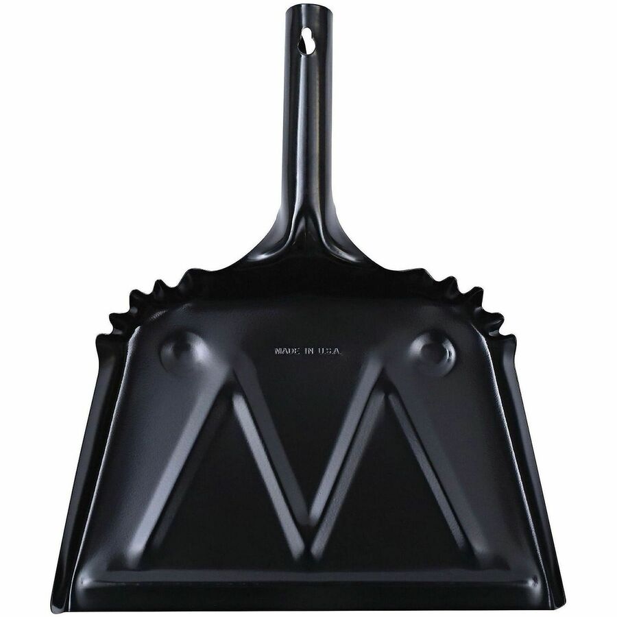 Genuine Joe Heavy-Duty Metal Dustpan - 12" Wide - Steel - Black - 1 Each