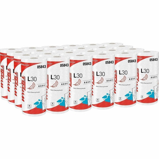 Wypall GeneralClean L30 Heavy Cleaning Towels - 11" Width x 10.40" Length - 70 Sheets/Roll - White - 24 / Carton