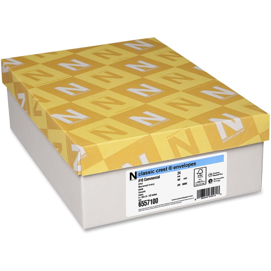 Classic Crest Commercial Flap Envelopes - Commercial - #10 - 4 1/8" Width x 9 1/2" Length - 24 lb - Flap - Baronial Ivory - 500 / Box