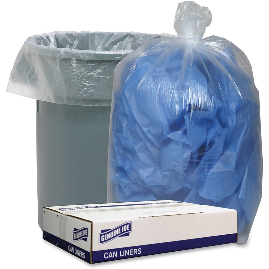 Genuine Joe Low Density Can Liners - 60 gal Capacity - 58" Length x 38" Width x 1.40 mil (36 Micron) Thickness - Low Density - Clear - 100 / Carton