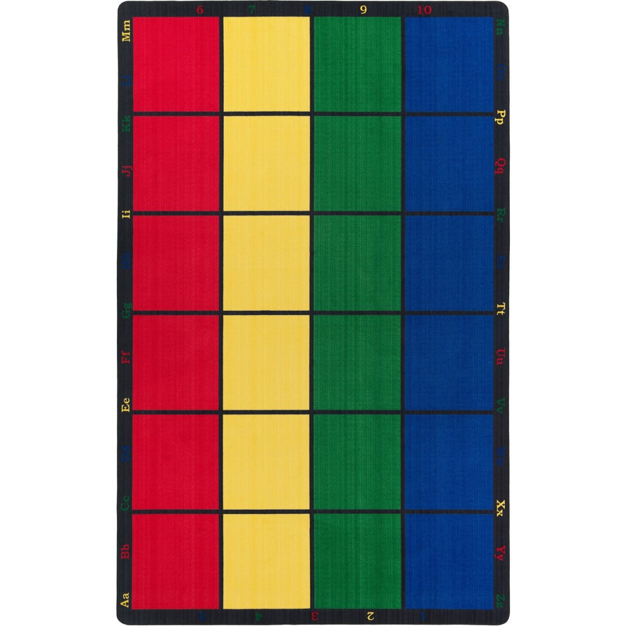 Flagship Carpets Learning Grid Seating Rug - Floor Rug - 12 ft Length x 90" Width - Multicolor - Nylon