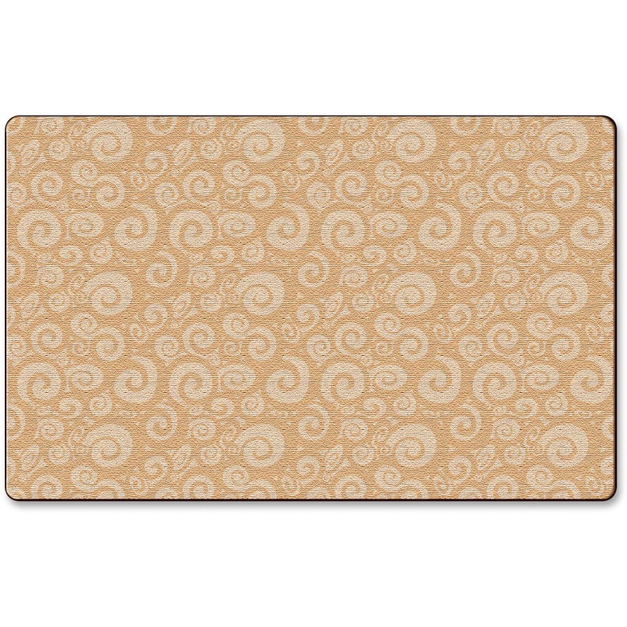 Flagship Carpets Solid Color Swirl Rug - 99.96" Length x 72" Width - Almond