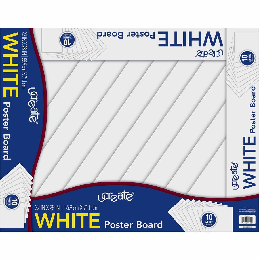 UCreate Poster Board Package - Multipurpose - 28" Height x 22" Width - White - 1 Pack