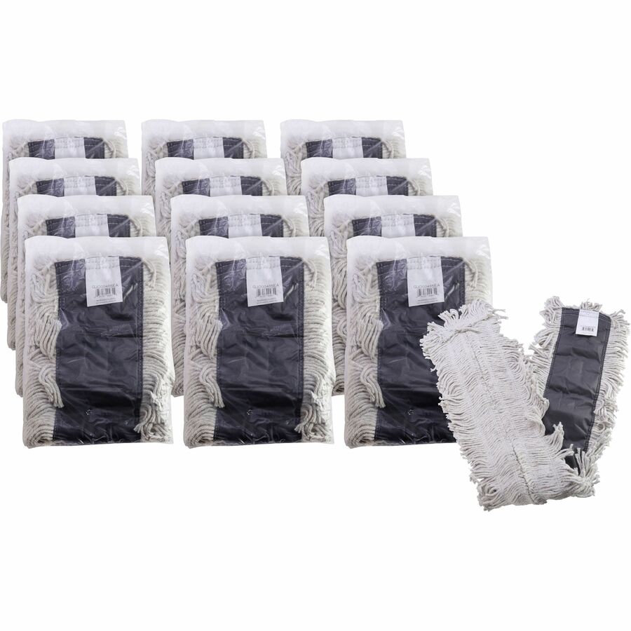 Genuine Joe Disposable Dust Mop Refill - 5" Width x 48" Length - Disposable, Looped Ends, Fray Resistant, 4-ply, Quick Drying, Durable, Absorbent, 4-ply Yarn - Cotton, Synthetic - Natural - 12 / Carton