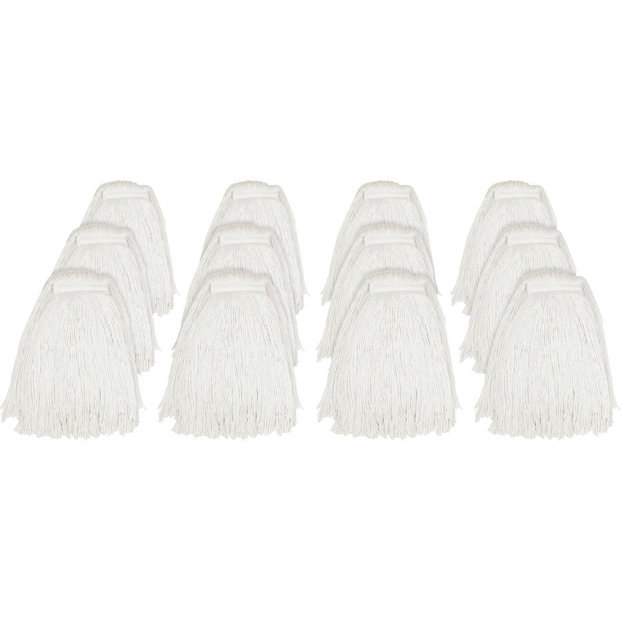 Genuine Joe Cut End Mophead - #24 - 4-ply, Cut Ends, Narrow Headband, Absorbent, Mildew Resistant - Rayon - Natural - 1.25 lb - 12 / Carton