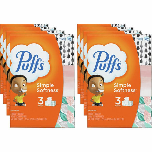 Puffs Basic Facial Tissues - 2 Ply - AssortedBox - 180/Box - 8 / Carton