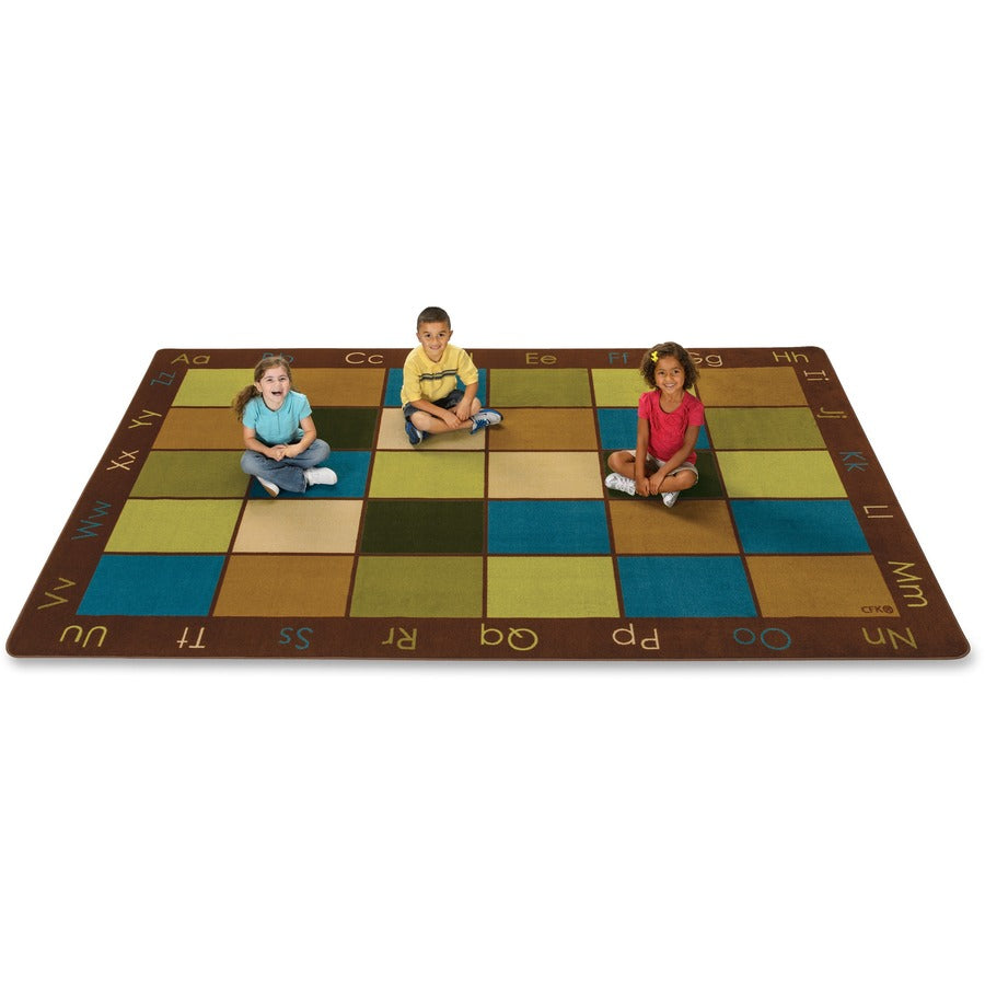 Carpets for Kids&reg, Premium Nature's Colors Seating Rug - Kids - 108" Length x 72" Width - Rectangle - Natural, Assorted