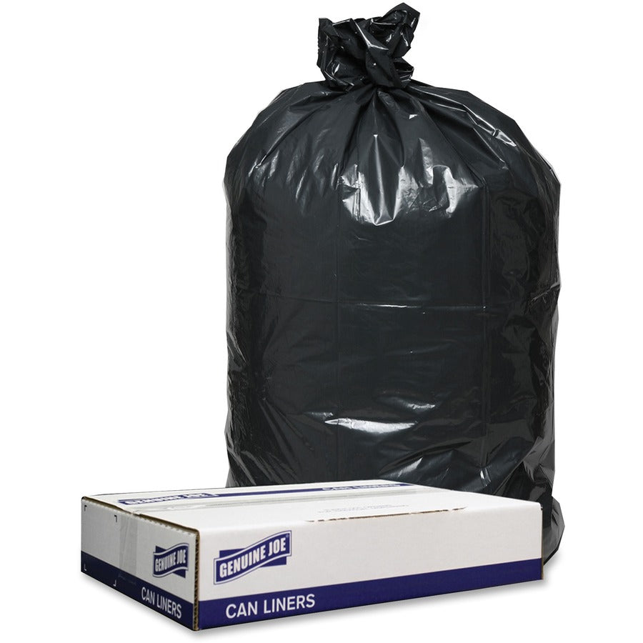 Genuine Joe Low Density Black Can Liners - 33 gal Capacity - 39" Length x 33" Width x 1.20 mil (30 Micron) Thickness - Low Density - Black - Can - 100 / Carton
