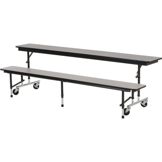 Virco MTC Series Mobile Convertible Bench Table 96" x 15" Top - Gray Nebula Rectangle, High Pressure Laminate (HPL) Top - Height Adjustable - 27" to 29" Adjustment - 96" Table Top Width x 15" Table Top Depth x 0.75" Table Top Thickness - Assembly Requi...