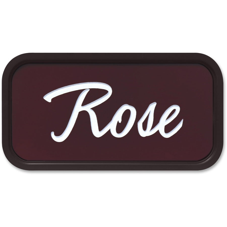 Xstamper Designer Framed Wall/Door Sign - 4" Holding Width x 2" Holding Height - Rectangular Shape - Wall, Door - Rounded Corner - Plastic - Brown - 1 Each