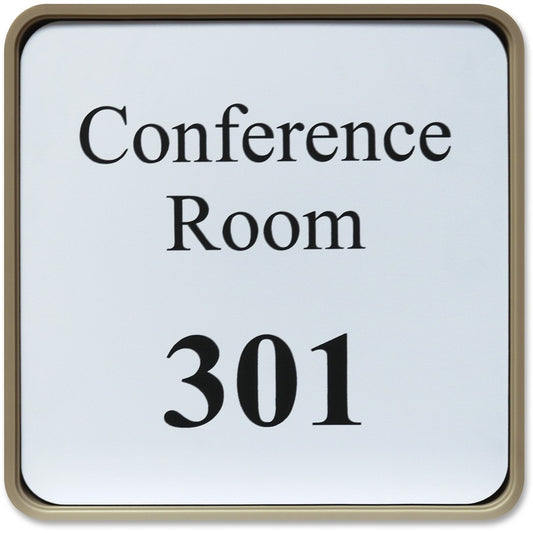 Xstamper Designer Framed Wall/Door Sign - 6" Holding Width x 6" Holding Height - Square Shape - Wall, Door - Rounded Corner - Plastic - Almond - 1 Each