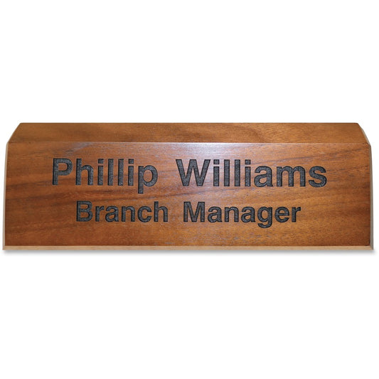 Xstamper Engraved Walnut Desk Sign - 8" Width x 2" Height - Engraved - Walnut Wood - 1 Each
