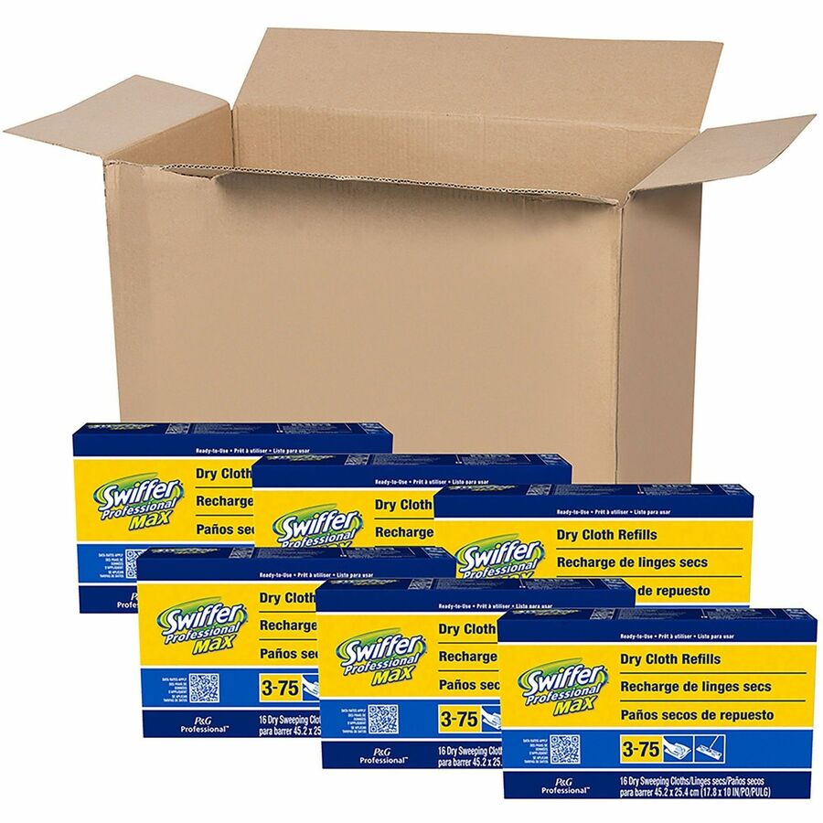 Swiffer Max Dry Cloth Refills - 17.9" Width x 10" Depth - Cloth - White - 16/Box - 6 / Carton