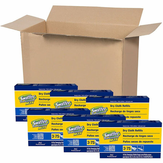 Swiffer Max Dry Cloth Refills - 17.9" Width x 10" Depth - Cloth - White - 16/Box - 6 / Carton
