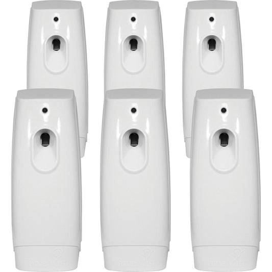 TimeMist Classic Metered Aerosol Dispenser - 0.25 Hour Medium - 30 Day Refill Life - 6000 ft� Coverage - 2 x AA Battery - 6 / Carton - White