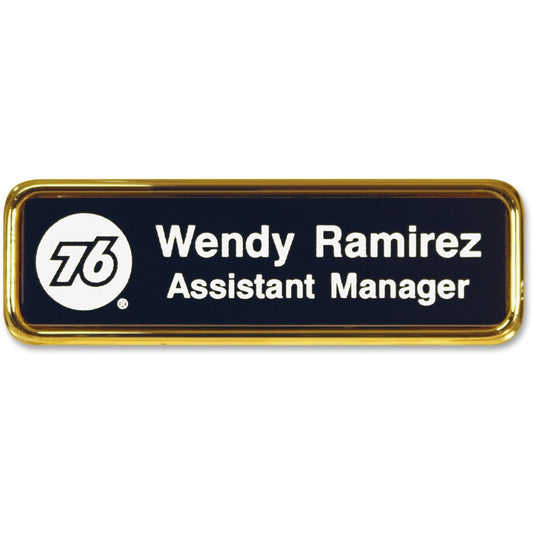 Xstamper Logo Frame Name Badge - Logo Design - 1.5" Width x 3" Height - Rectangular Shape - Durable - Plastic - 1 Each