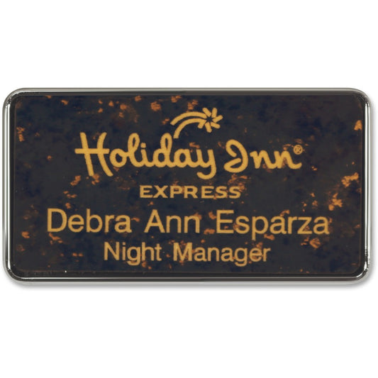 Xstamper Framed Name Badge With Logo - Logo Design - 1.5" Width x 3" Height - Rectangular Shape - Durable - Plastic - 1 Each