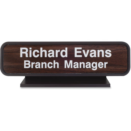 Xstamper Designer Framed Desk Sign - Logo Design - 8" Width x 2" Height - Rectangular Shape - Rounded Corner - Plastic - 1 Each