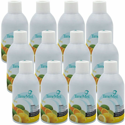 TimeMist Metered 30-Day Citrus Scent Refill - Spray - 6000 ft� - 6.6 fl oz (0.2 quart) - Citrus - 30 Day - Long Lasting, Odor Neutralizer - 12 / Carton