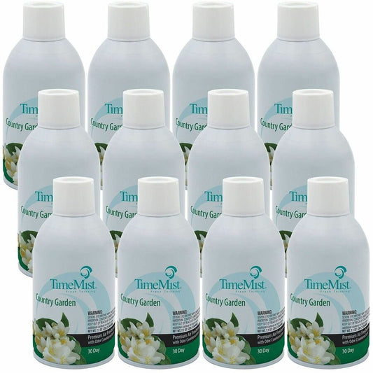 TimeMist Metered 30-Day Country Garden Scent Refill - Spray - 6000 ft� - 6.6 fl oz (0.2 quart) - Country Garden - 30 Day - Long Lasting, Odor Neutralizer - 12 / Carton