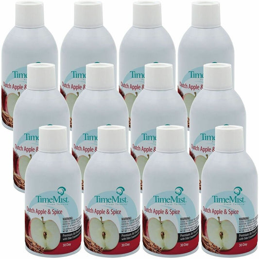 TimeMist Metered 30-Day Dutch Apple/Spice Scent Refill - Spray - 6000 ft� - 6.6 fl oz (0.2 quart) - Dutch Apple & Spice - 30 Day - Long Lasting, Odor Neutralizer - 12 / Carton
