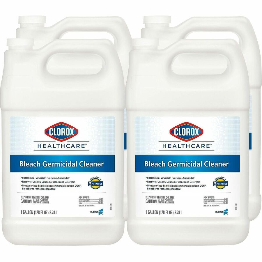 Clorox Healthcare Bleach Germicidal Cleaner Refill - For Multipurpose - Concentrate - Liquid - 128 fl oz (4 quart) - Recommended For: Germs Remover, Soil Remover, Virus Remover, Bacteria Remover, Fungi Remover, Mold Remover, Mildew Remover - Refillable...
