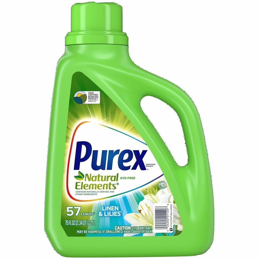 Purex Natural Elements Liquid Detergent - For Clothing - 75 fl oz (2.3 quart) - Linen, Lilies Scent - Hypoallergenic, Dye-free, Cleanse, Skin-friendly - Blue - 1 Each