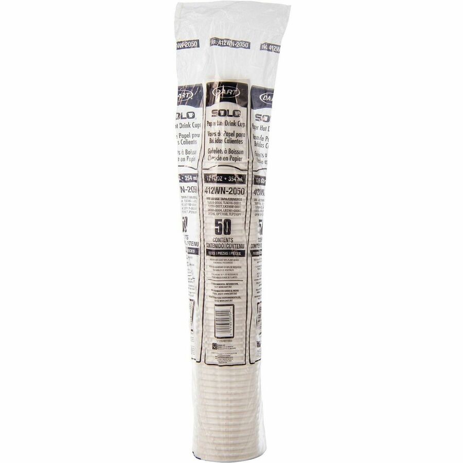 Solo 12 oz Disposable Hot Cups - 12 fl oz - White - Paper - Hot Drink, Coffee, Tea, Cocoa - 50/Bag - 20 / Carton