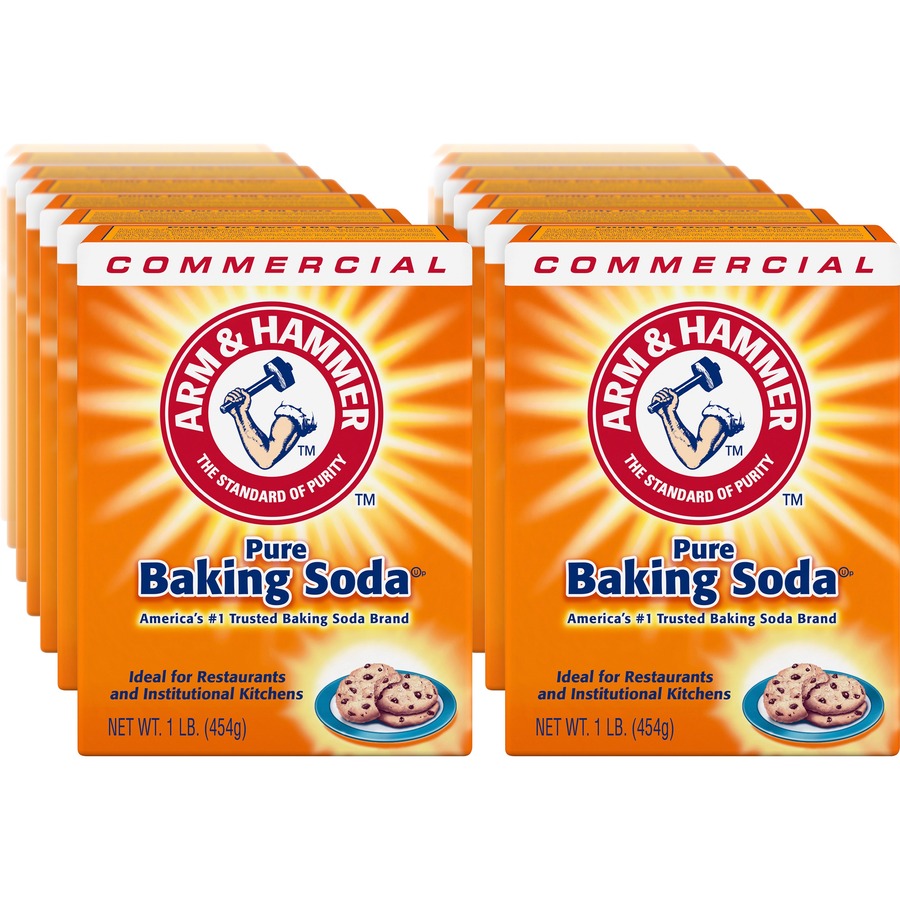 Arm & Hammer Pure Baking Soda - 16 oz (1 lb) - Environmentally Friendly, Deodorize - White - 24 / Carton