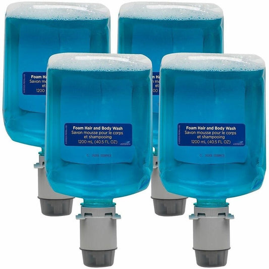 Pacific Blue Ultra Hair And Body Wash Manual Dispenser Refills - 1.27 quart - Squeeze Bottle Dispenser - Dirt Remover, Bacteria Remover - Hair, Body, Skin - Blue - Hygienic, Rich Lather, pH Balanced - 4 / Carton