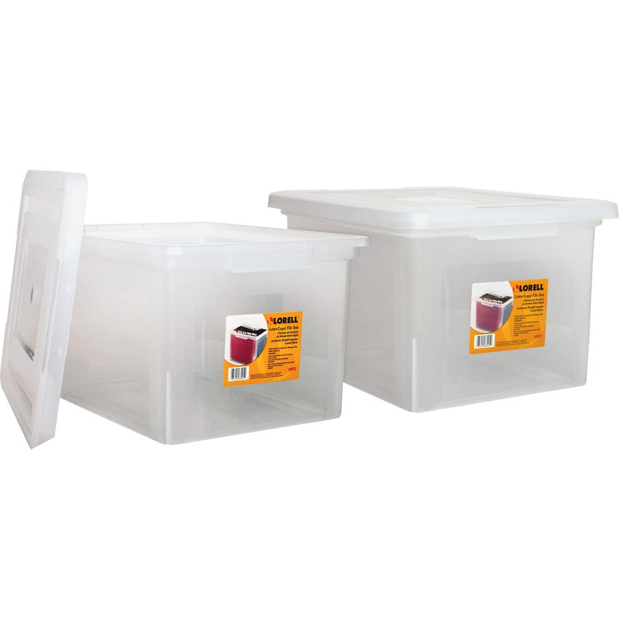 Lorell Stacking File Boxes - External Dimensions: 14.2" Width x 18" Depth x 10.8" Height - Media Size Supported: Letter, Legal - Interlocking Closure - Stackable - Plastic - Clear - For File - 2 / Bundle